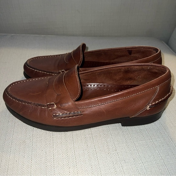 Brass Boot Brown Leather Penny Loafers Shoes Slip On Walking Gloves Men's 7.5M - Picture 5 of 11